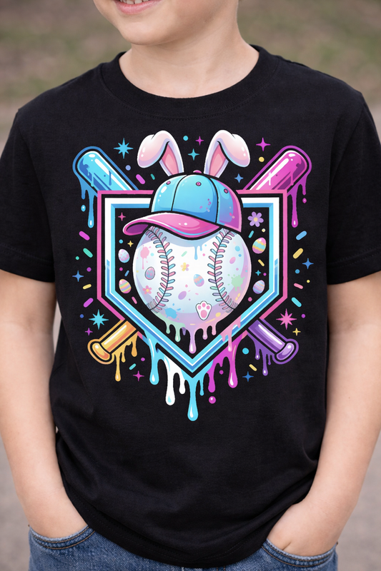 Easter Baseball Kids Drip T-shirt