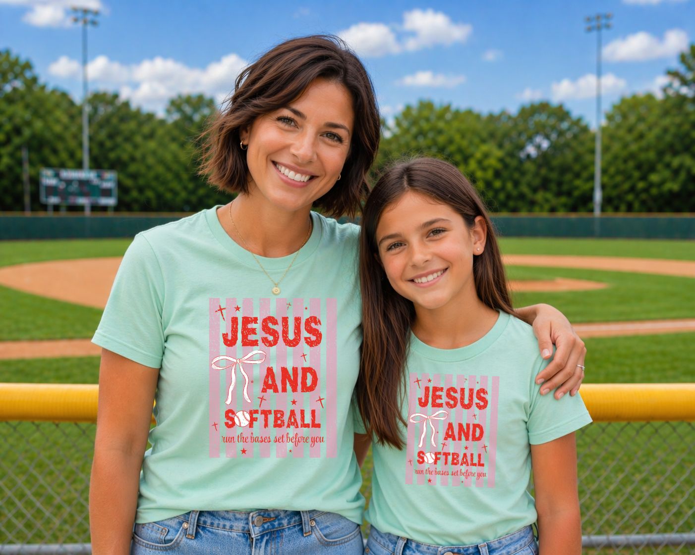 Jesus & Softball Graphic Tee – Faith-Based Softball Shirt for Women & Girls