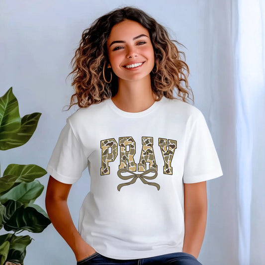 Camo Pray with Bow Shirt