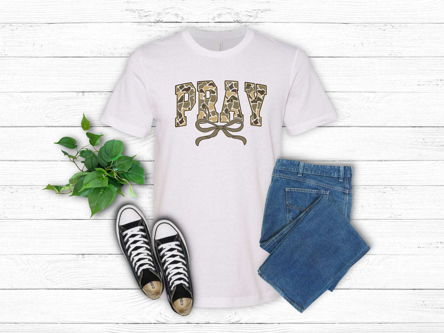 Camo Pray with Bow Shirt