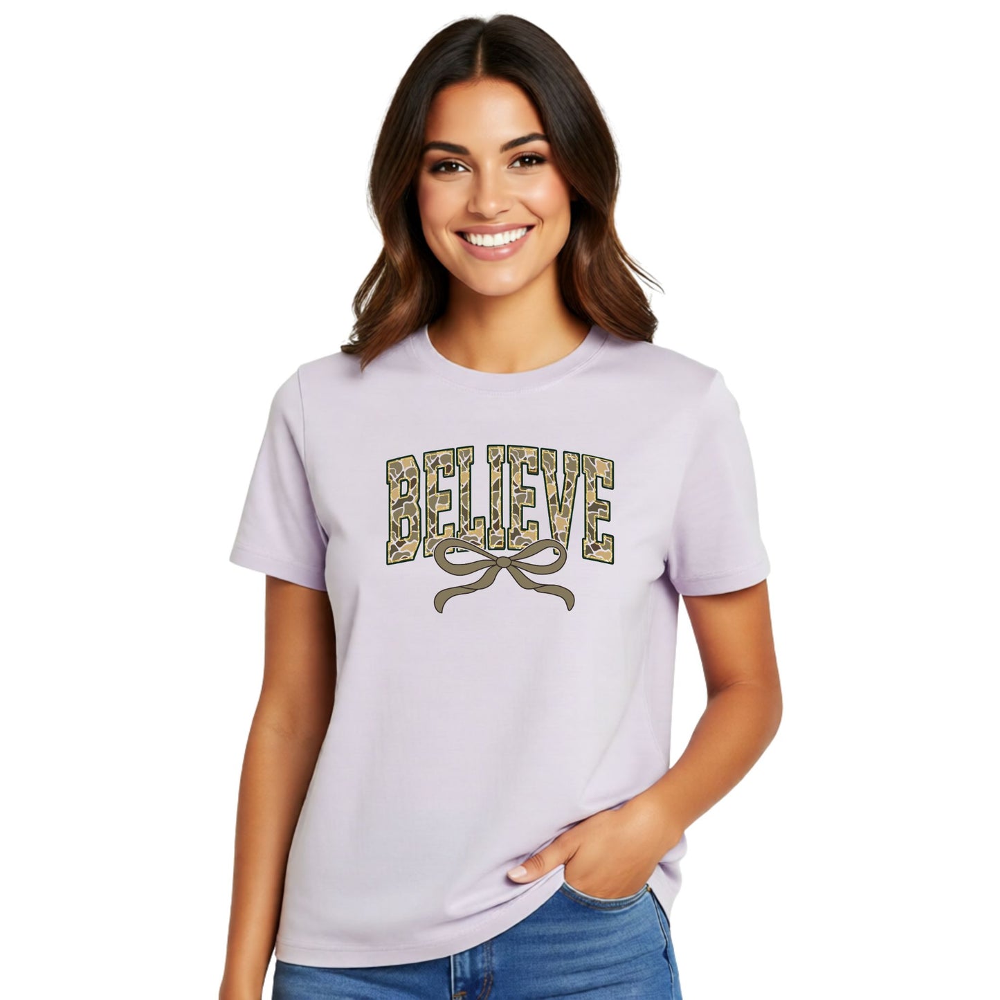 Camo Believe with Bow Shirt