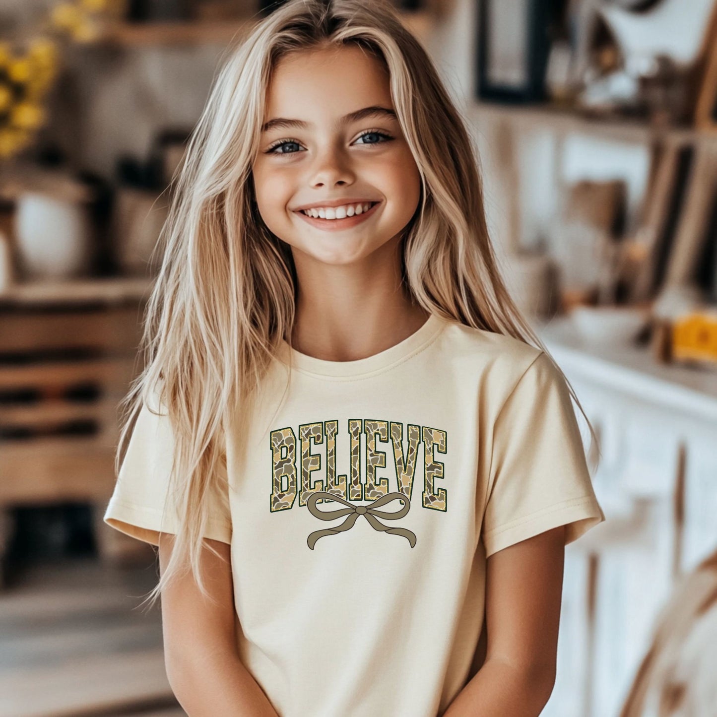 Camo Believe with Bow Shirt