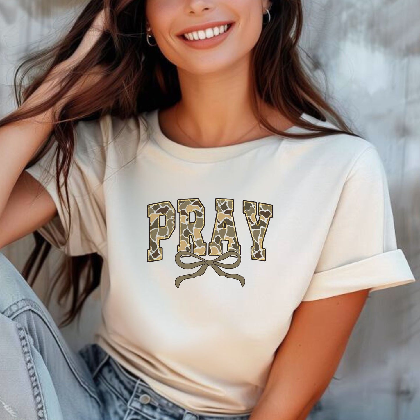 Camo Pray with Bow Shirt
