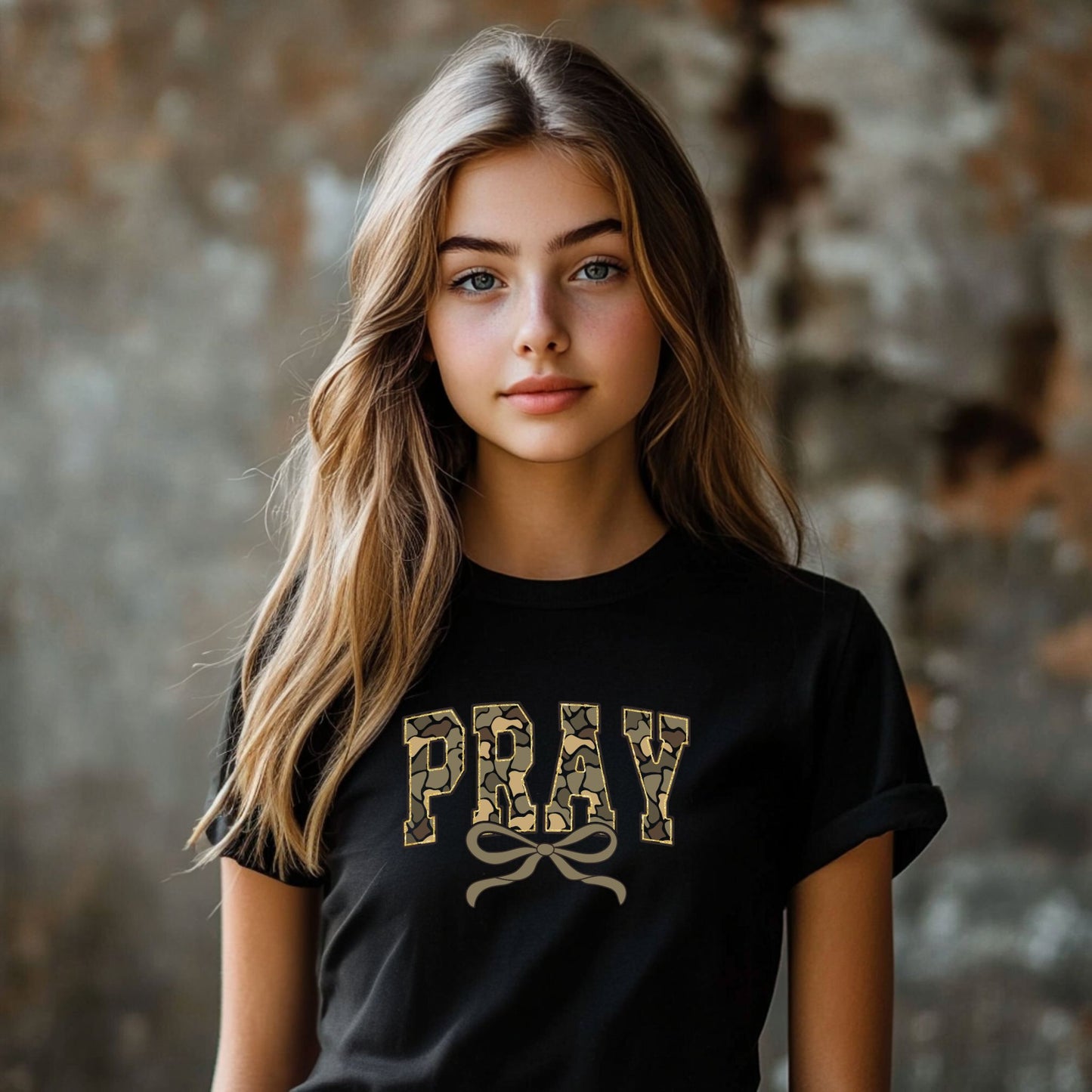 Camo Pray with Bow Shirt