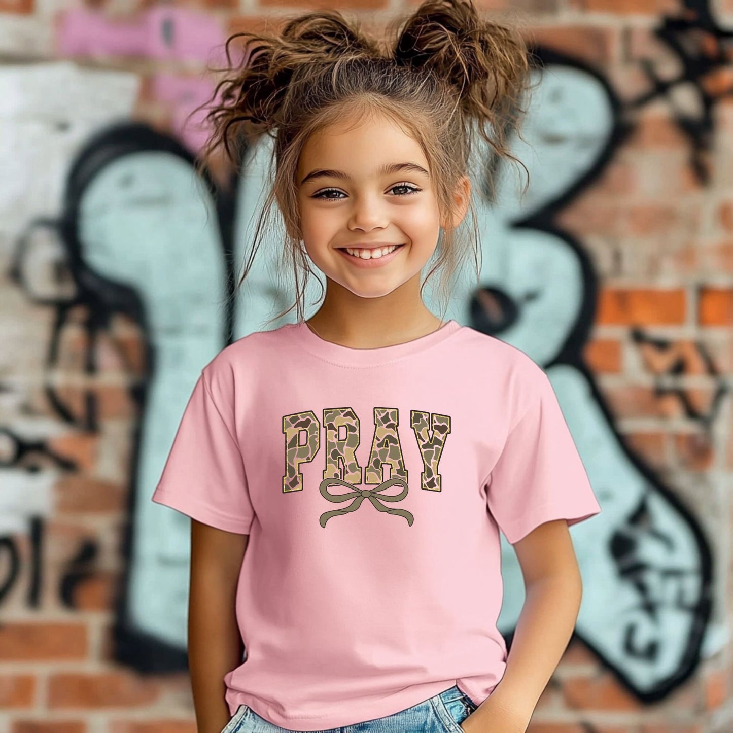 Camo Pray with Bow Shirt