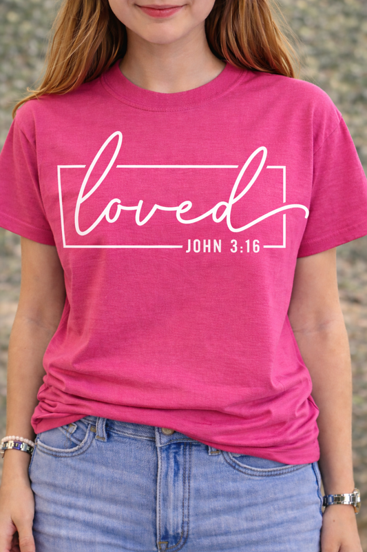 Loved - John 3:16 Christian Faith Tee