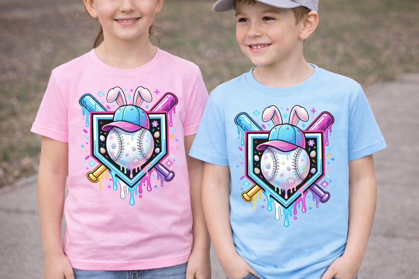 Easter Baseball Kids Drip T-shirt