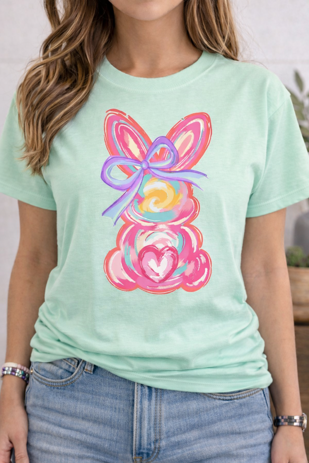 Colorful Easter Bunny Christian Faith T-Shirt
