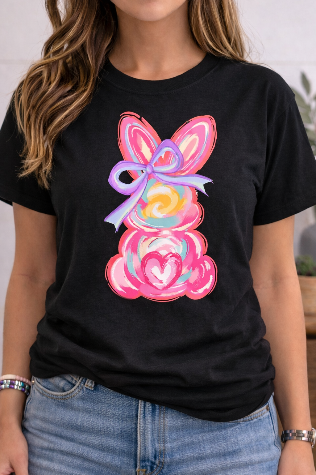 Colorful Easter Bunny Christian Faith T-Shirt