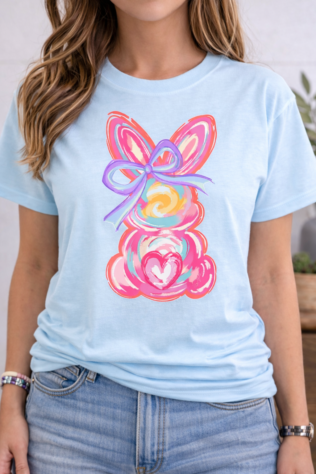 Colorful Easter Bunny Christian Faith T-Shirt