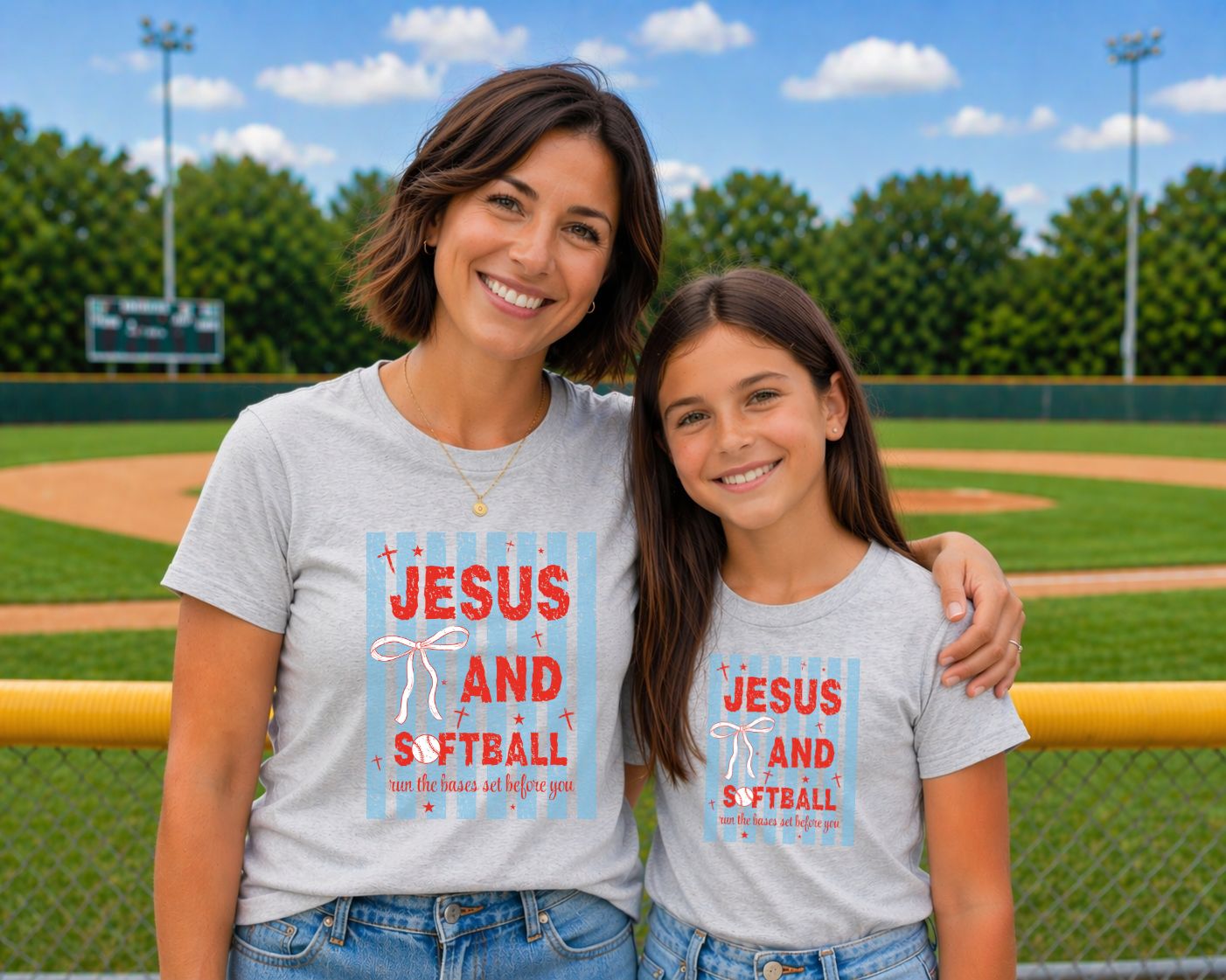 Jesus & Softball Graphic Tee – Faith-Based Softball Shirt for Women & Girls