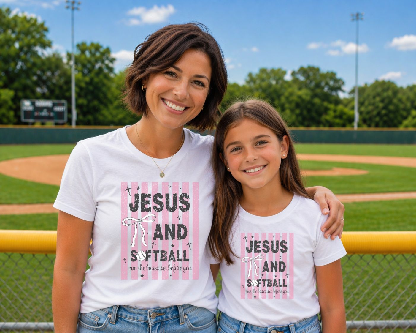 Jesus & Softball Graphic Tee – Faith-Based Softball Shirt for Women & Girls
