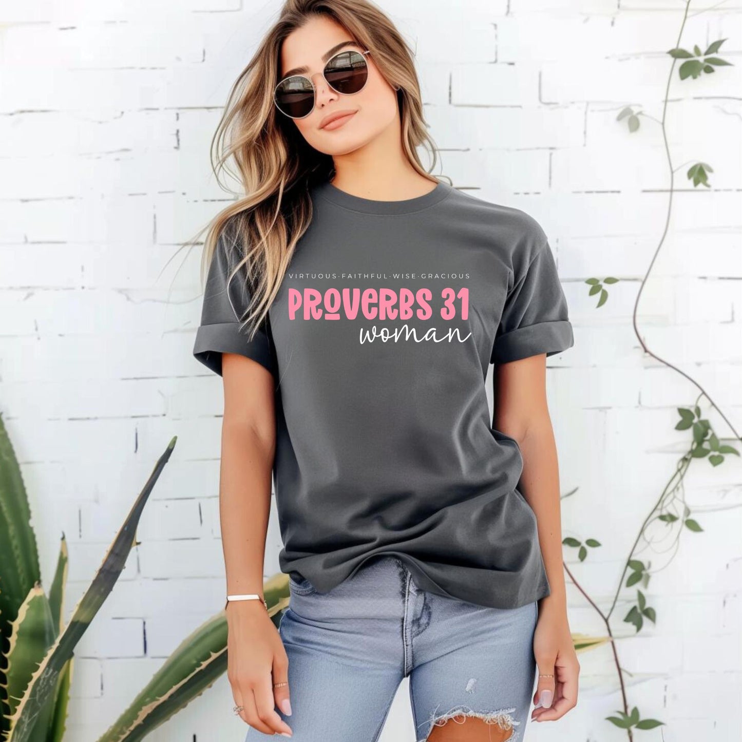 Proverbs 31 Woman Christian Prayer  Bible Verse Faith Tee