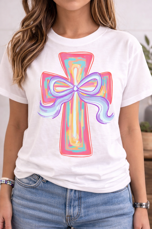 Easter Ribbon Cross Christian Faith t-shirt